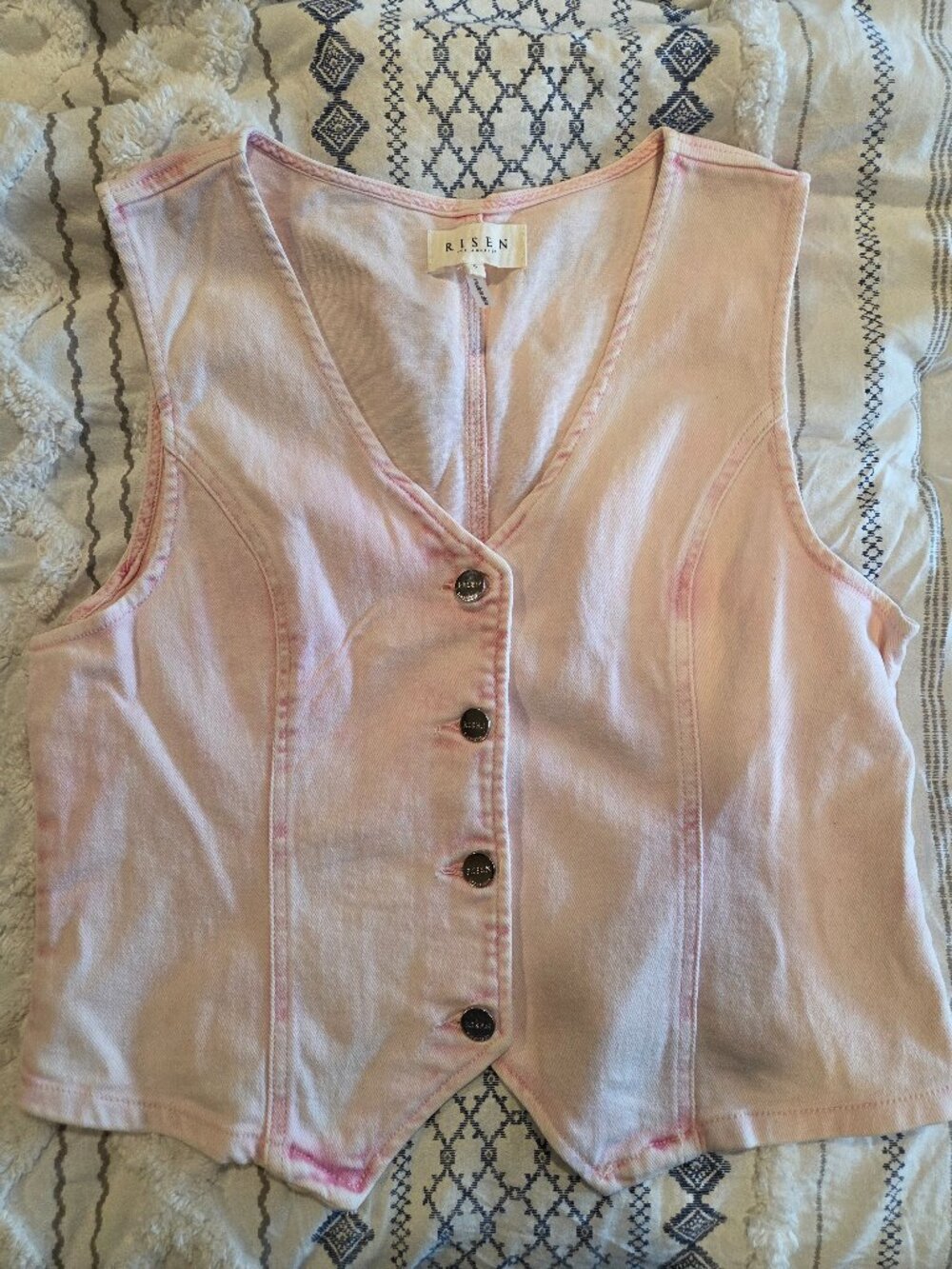 Risen Baby Pink Acid Wash Risen Vest